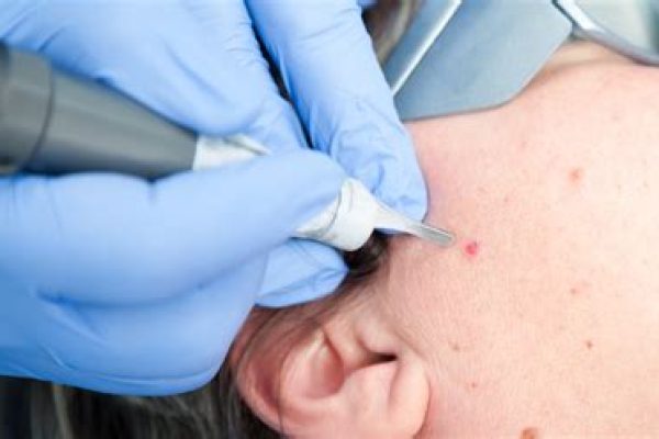 Eliminación de verruga facial con láser en clínica dermatológica de Madrid